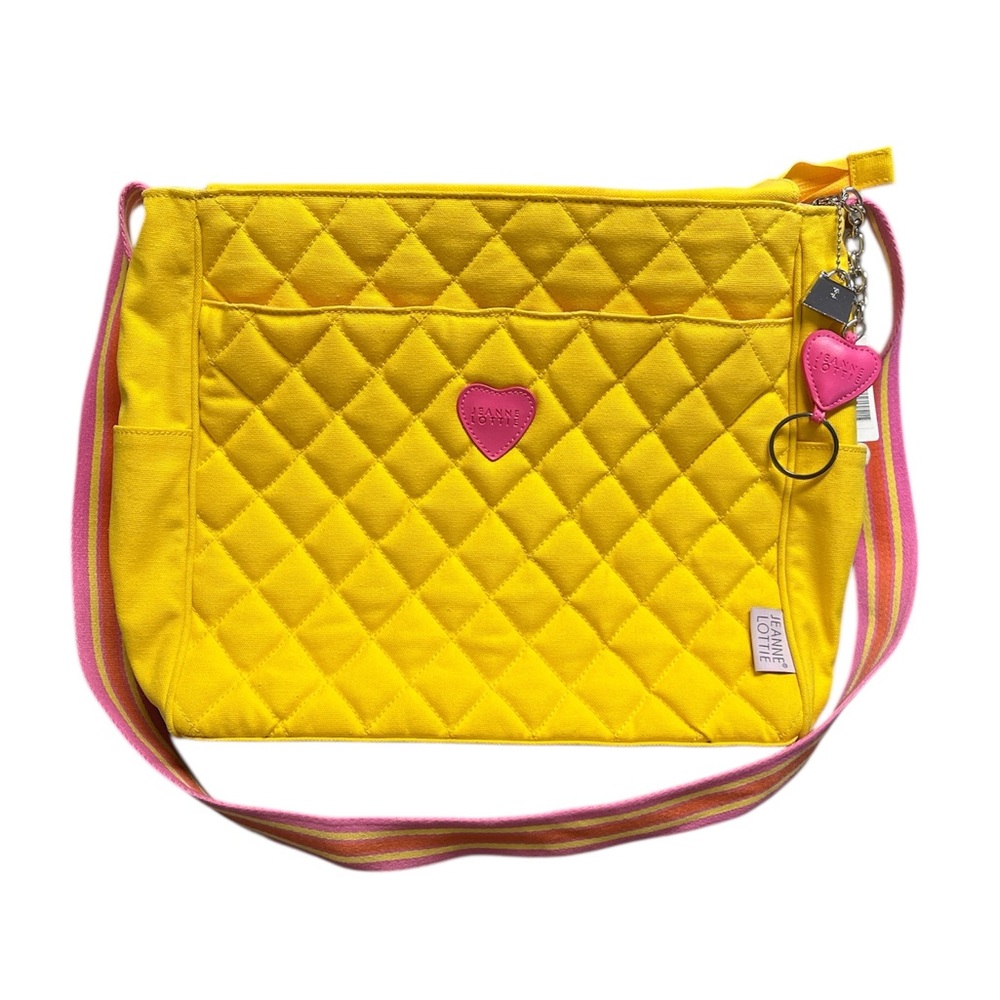 Vibrant Yellow Quilted Baby Bag with Pink Details